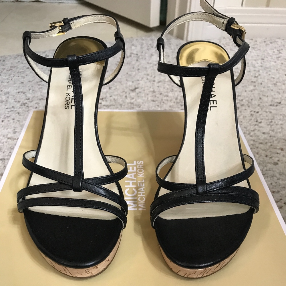 Michael Kors Kami Wedge Black Leather 9